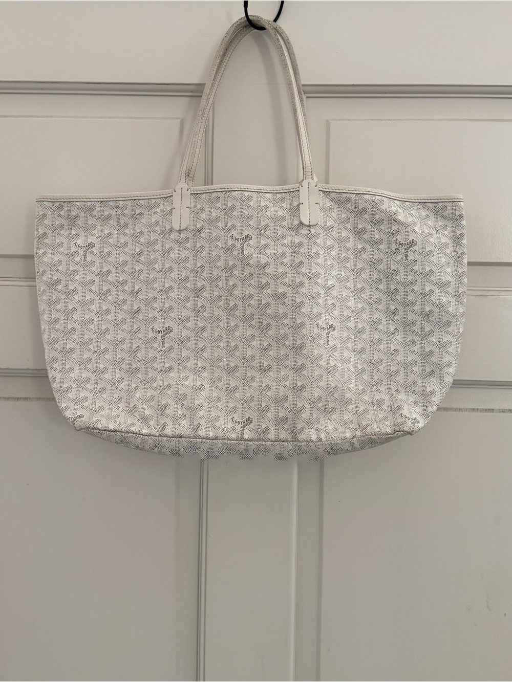 Goyard -White Chevron St Louis GM Tote with Pouch w/COA - Picture 2 of 12